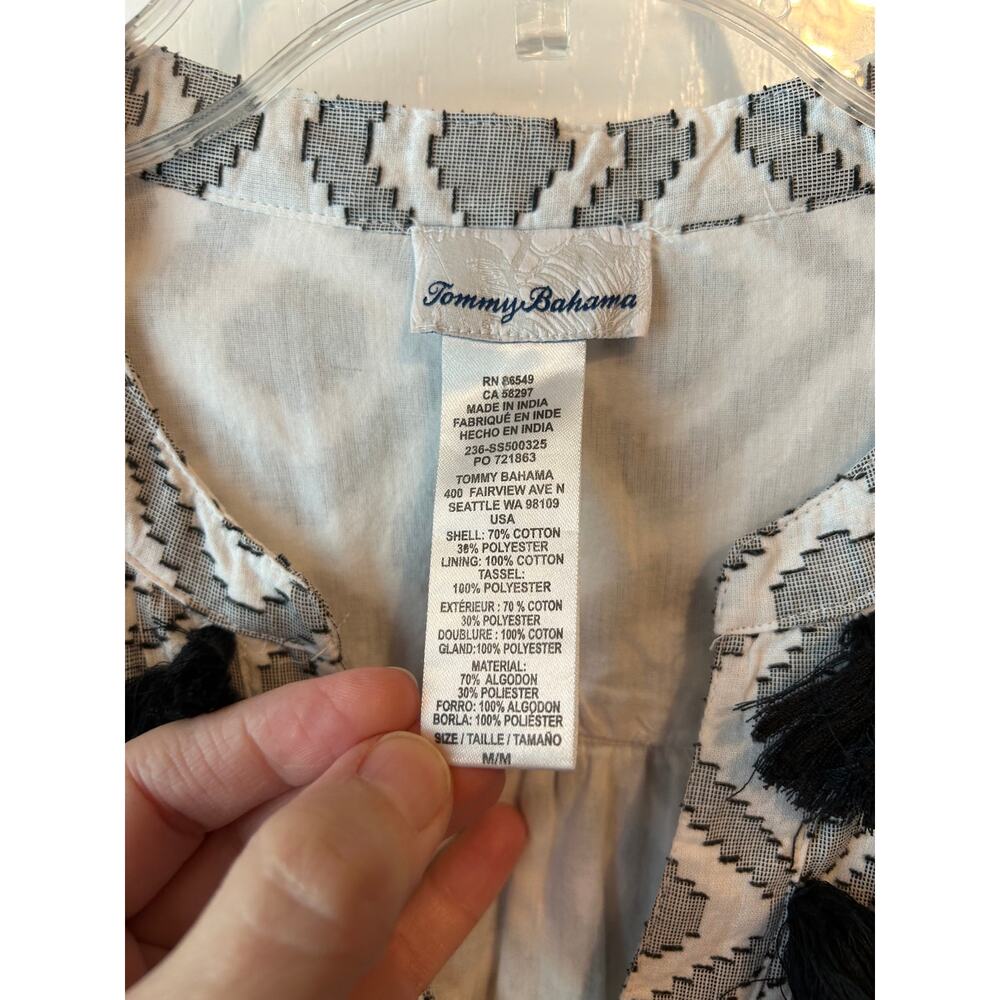 Tommy Bahama Black and White Tassel Shift Dress - Picture 3 of 6